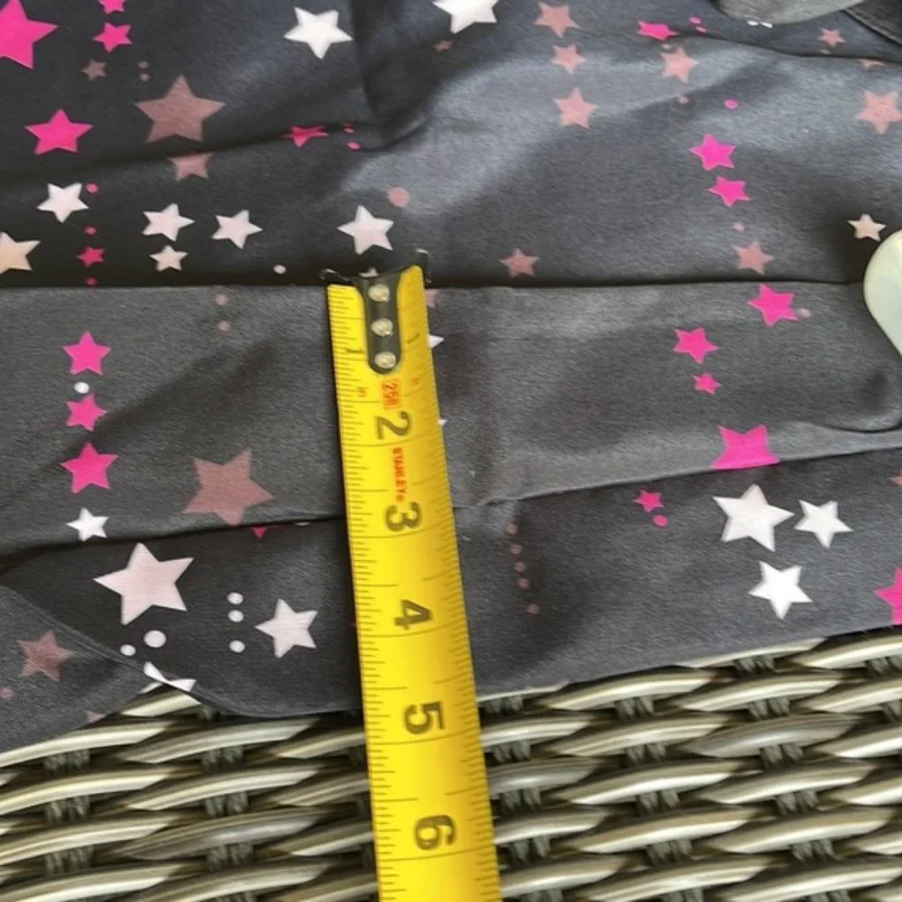 Kate Spade Black Multi Color with Light and Dark Pink Stars Canvas Tote XL Reusa - Picture 14 of 16
